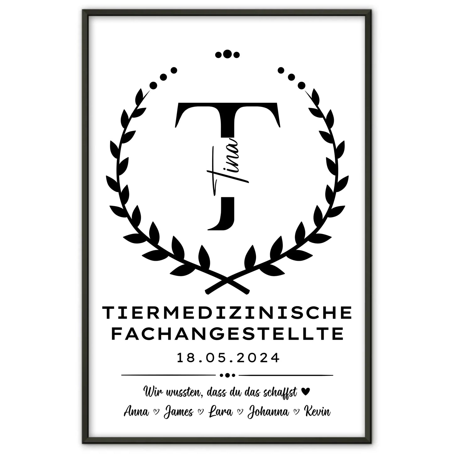 Ausbildungsabschluss Geschenk Tiermedizinische Fachangestellte Poster personalisiert