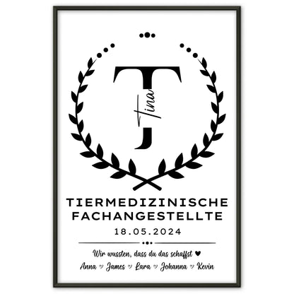 Ausbildungsabschluss Geschenk Tiermedizinische Fachangestellte Poster personalisiert