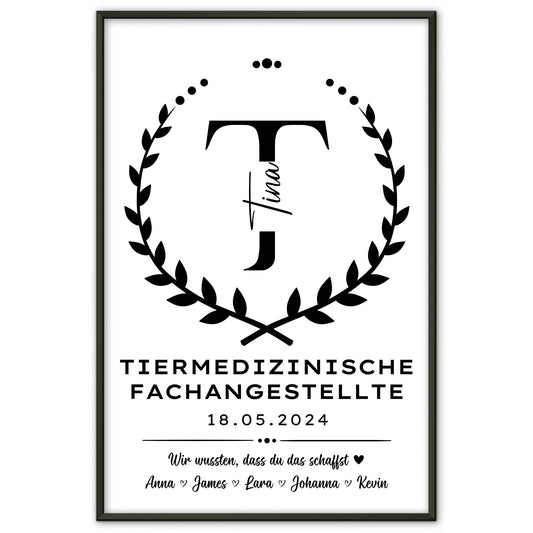 Ausbildungsabschluss Geschenk Tiermedizinische Fachangestellte Poster personalisiert