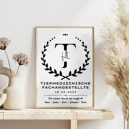 Ausbildungsabschluss Geschenk Tiermedizinische Fachangestellte Poster personalisiert