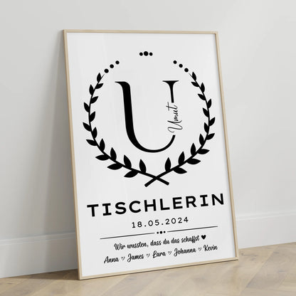 Geschenk Zum Abschluss Ausbildung Poster Tischlerin