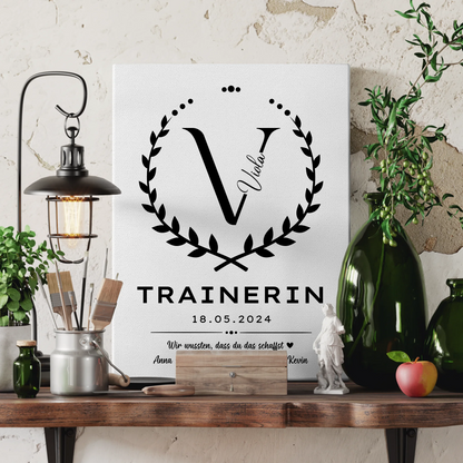 Geschenk Abschluss Ausbildung Trainerin Leinwand 3