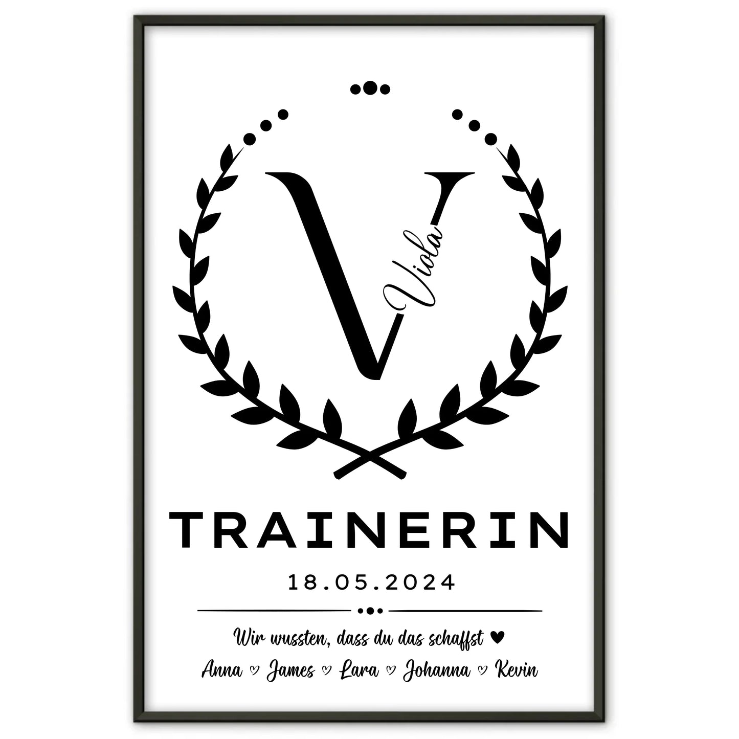 Geschenk Abschluss Ausbildung Trainerin Poster personalisiert