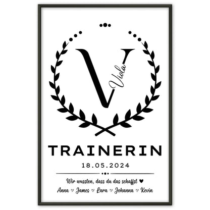 Geschenk Abschluss Ausbildung Trainerin Poster personalisiert