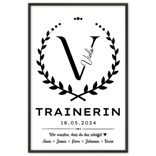 Geschenk Abschluss Ausbildung Trainerin Poster personalisiert