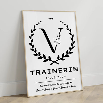 Geschenk Abschluss Ausbildung Trainerin Poster personalisiert