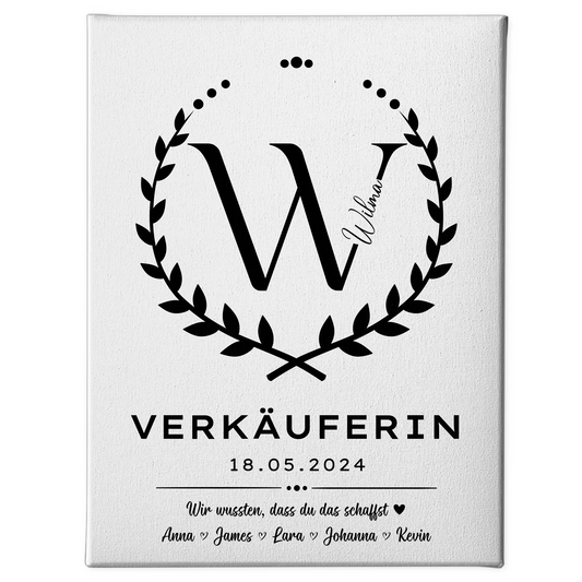 Ausbildungsabschluss Geschenk Verkäuferin Leinwand 1