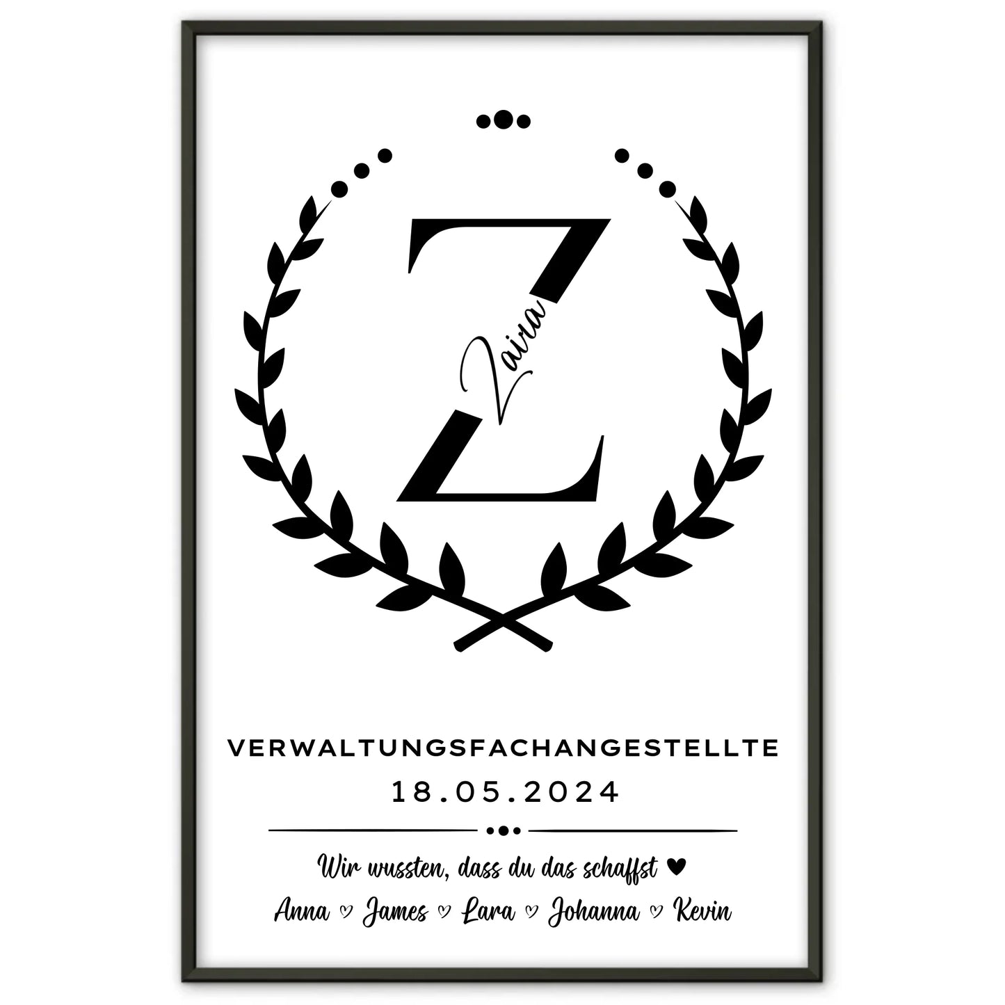 Geschenk Zum Abschluss Ausbildung Verwaltungsfachangestellte Poster personalisiert