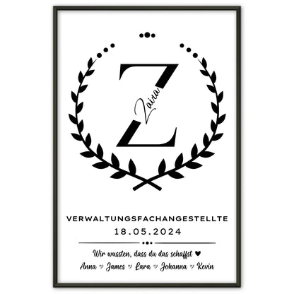 Geschenk Zum Abschluss Ausbildung Verwaltungsfachangestellte Poster personalisiert