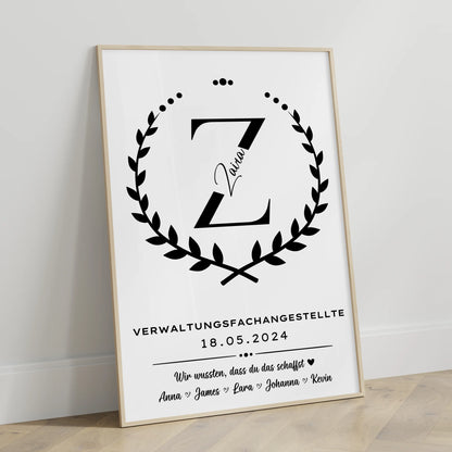 Geschenk Zum Abschluss Ausbildung Verwaltungsfachangestellte Poster personalisiert