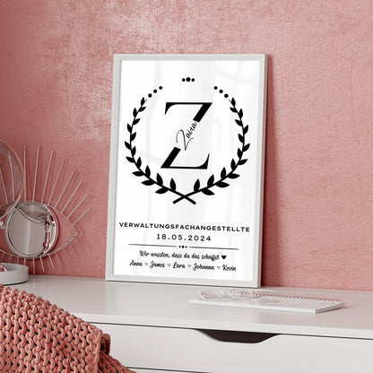 Geschenk Zum Abschluss Ausbildung Verwaltungsfachangestellte Poster personalisiert