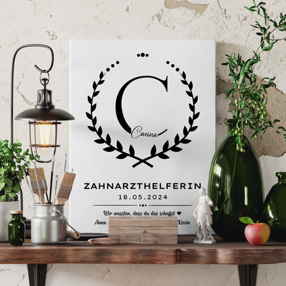 Geschenk Zum Abschluss Ausbildung Zahnarzthelferin Leinwand 3
