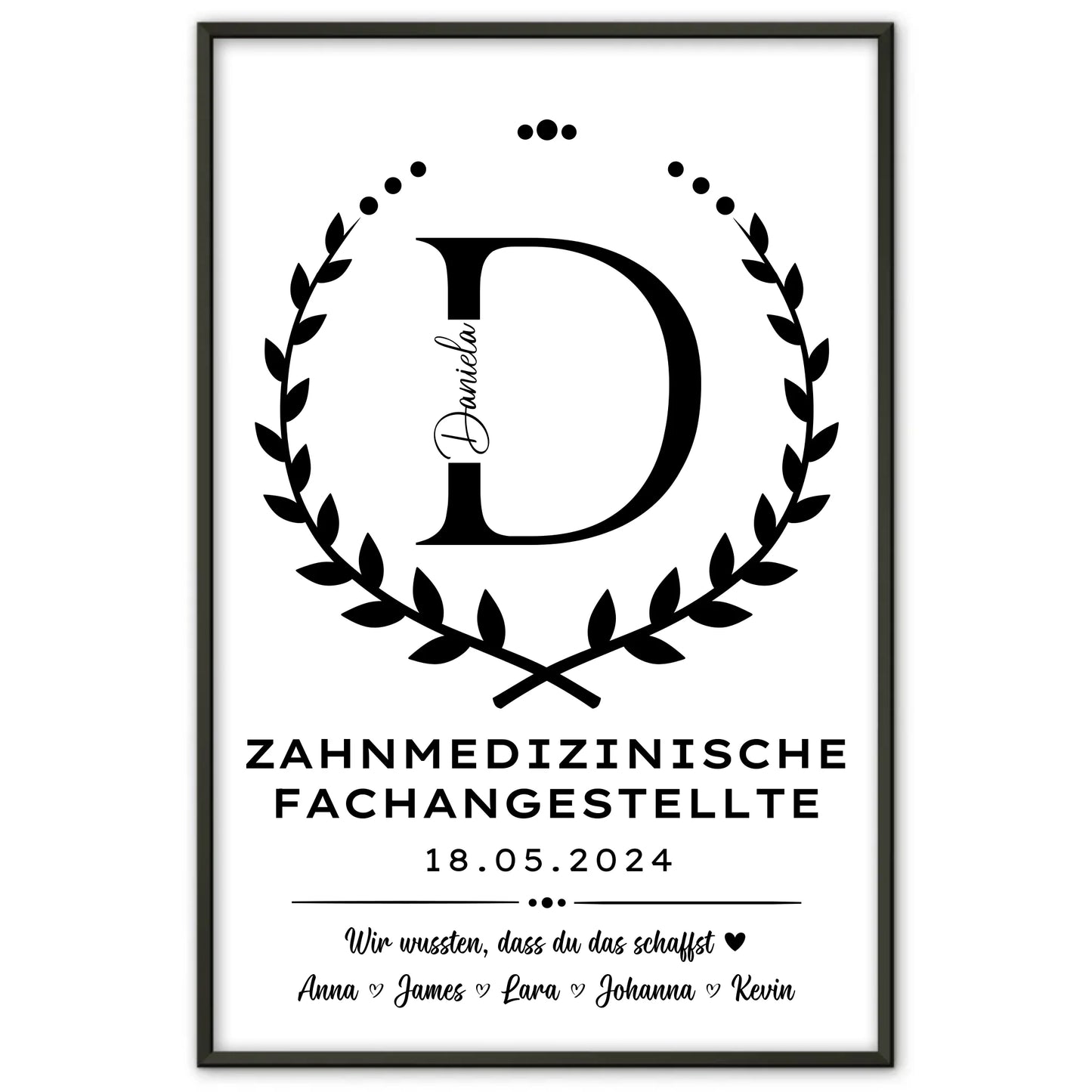 Geschenk Abschluss Ausbildung Zahnmedizinische Fachangestellte Poster personalisiert