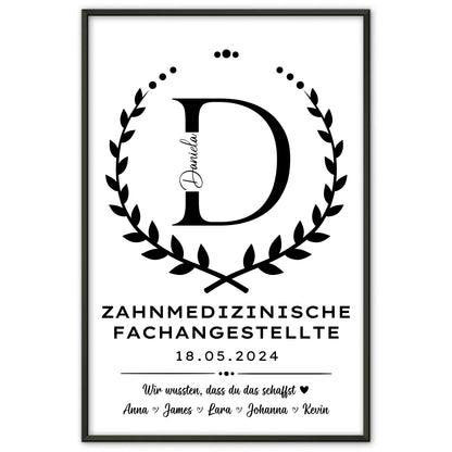 Geschenk Abschluss Ausbildung Zahnmedizinische Fachangestellte Poster personalisiert