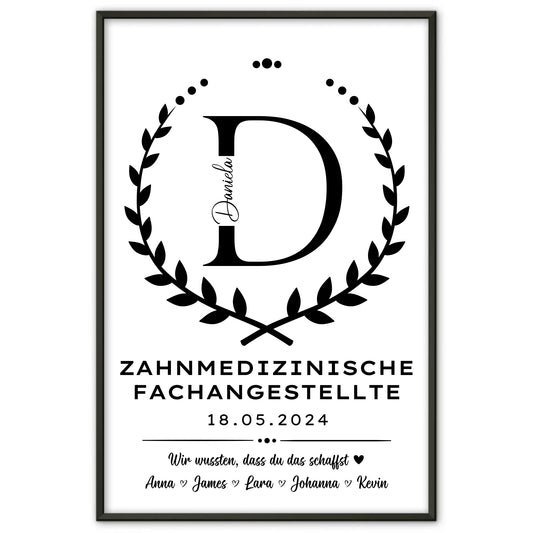 Geschenk Abschluss Ausbildung Zahnmedizinische Fachangestellte Poster personalisiert