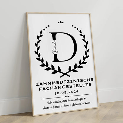 Geschenk Abschluss Ausbildung Zahnmedizinische Fachangestellte Poster personalisiert