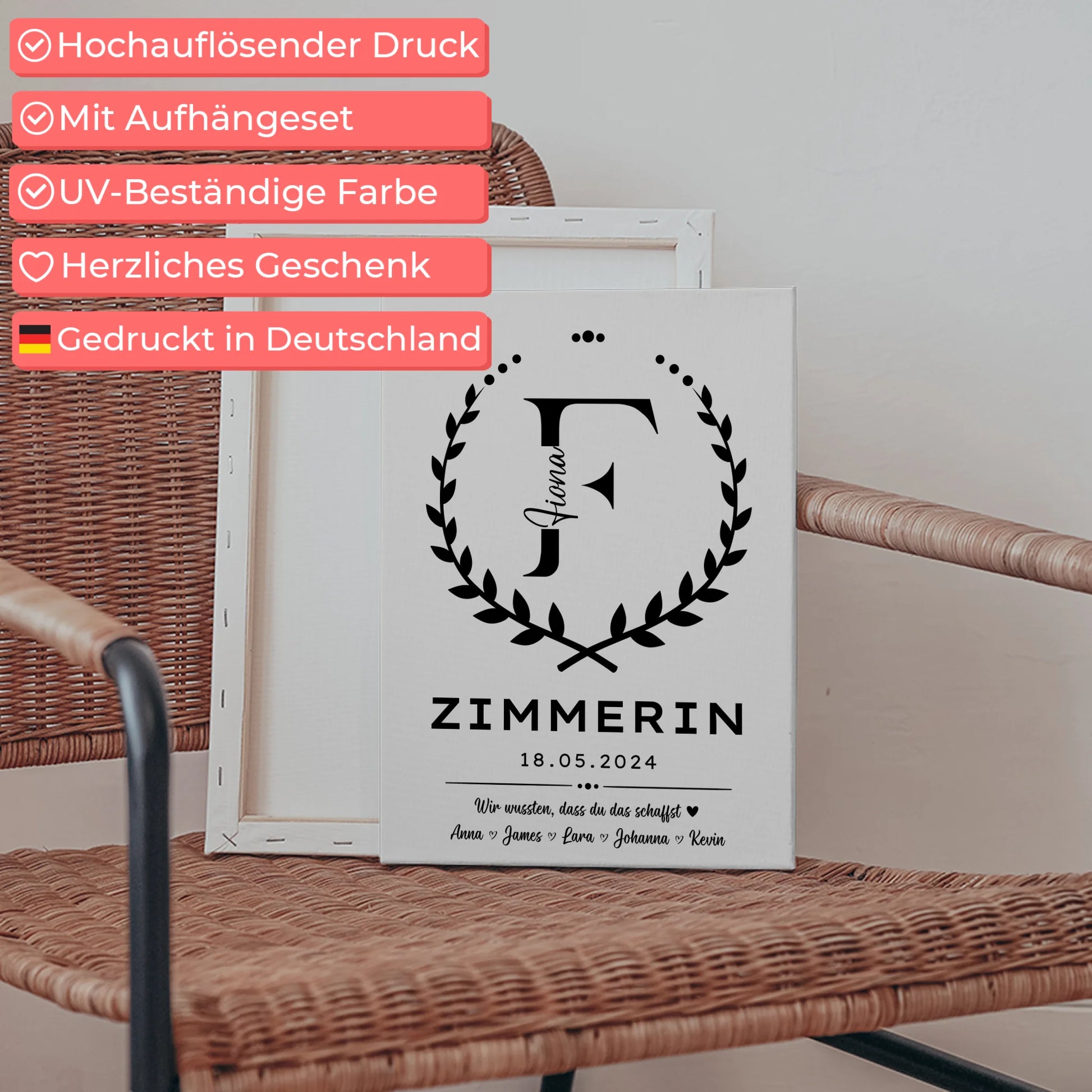 Geschenk Zum Abschluss Ausbildung Zimmerin Leinwand 5