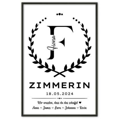 Ideales Geschenk Zum Abschluss Ausbildung Zimmerin Poster