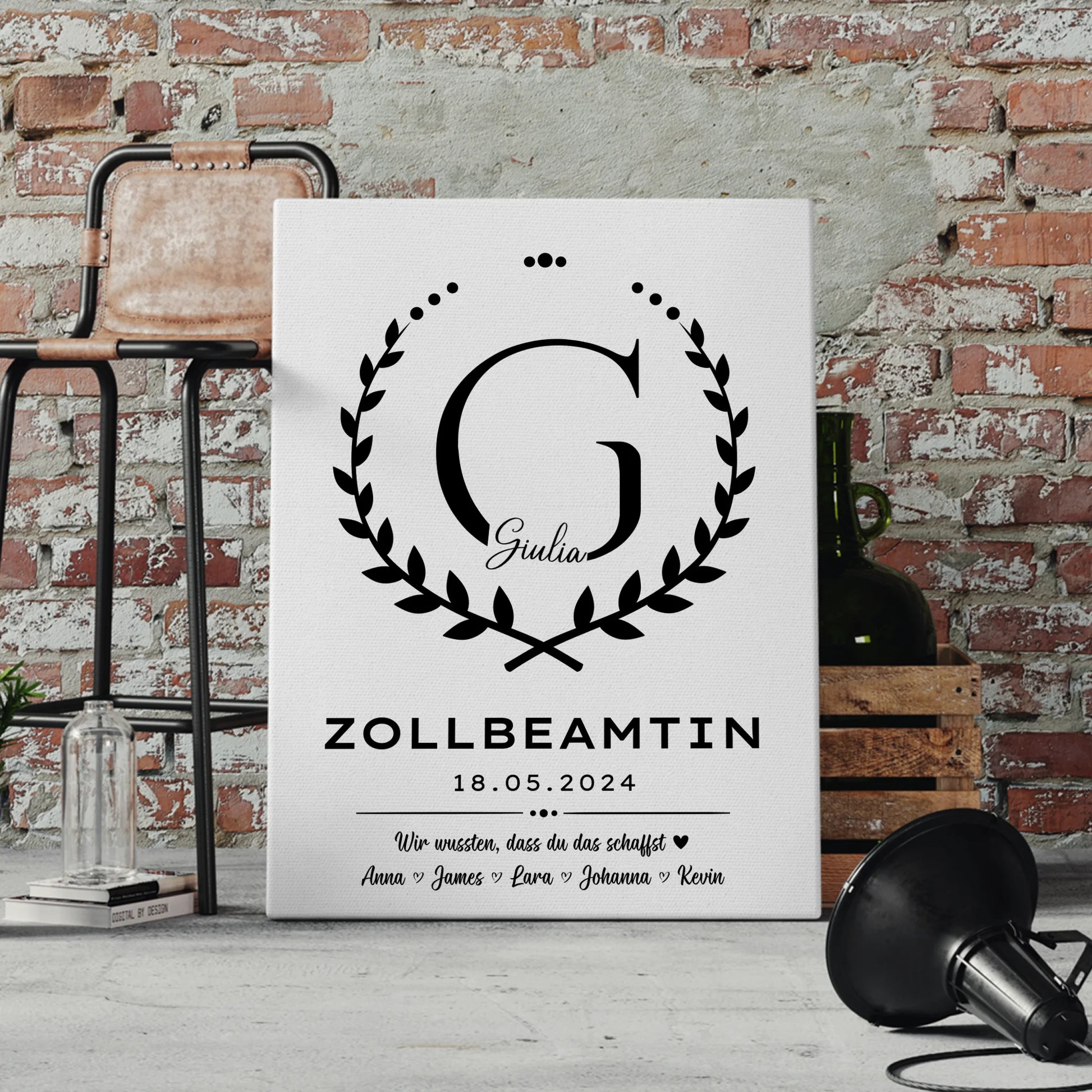 Geschenk Abschluss Ausbildung Zollbeamtin Leinwand 4