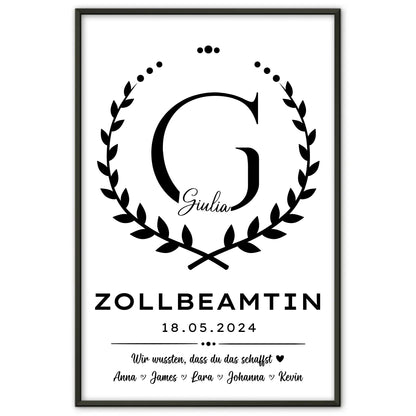 Geschenk Abschluss Ausbildung Poster Zollbeamtin