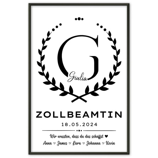 Geschenk Abschluss Ausbildung Poster Zollbeamtin