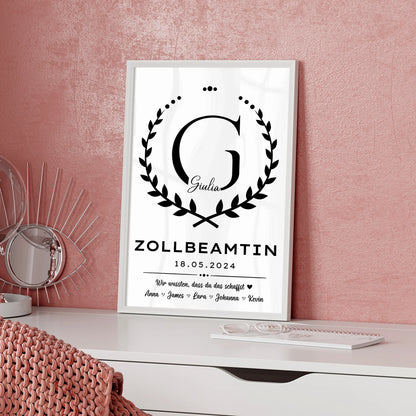 Geschenk Abschluss Ausbildung Poster Zollbeamtin