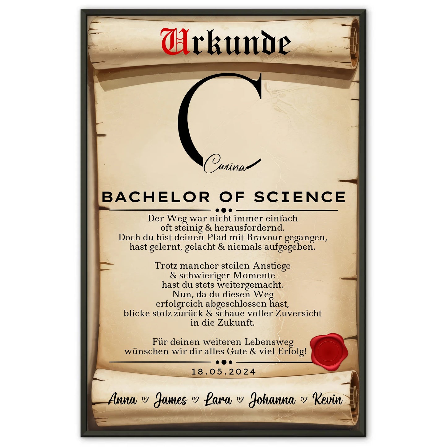 Poster Urkunde Geschenk Zum Bachelorabschluss Bachelor Of Science Bachelorand