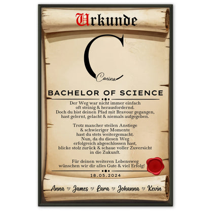 Poster Urkunde Geschenk Zum Bachelorabschluss Bachelor Of Science Bachelorand