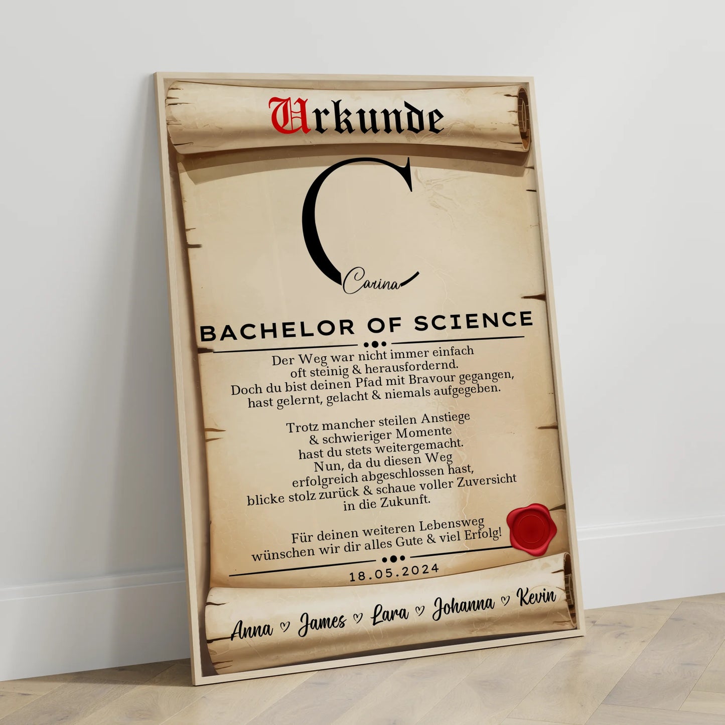 Poster Urkunde Geschenk Zum Bachelorabschluss Bachelor Of Science Bachelorand