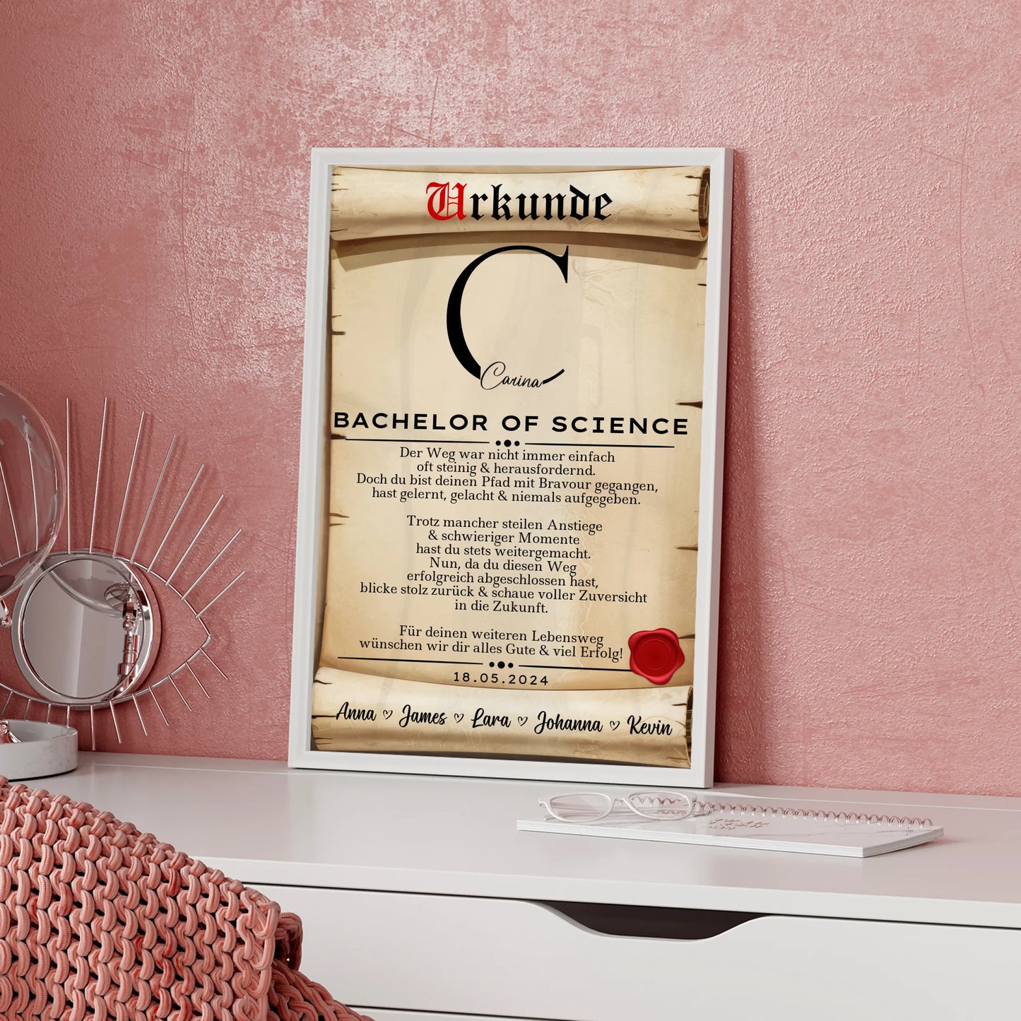 Poster Urkunde Geschenk Zum Bachelorabschluss Bachelor Of Science Bachelorand