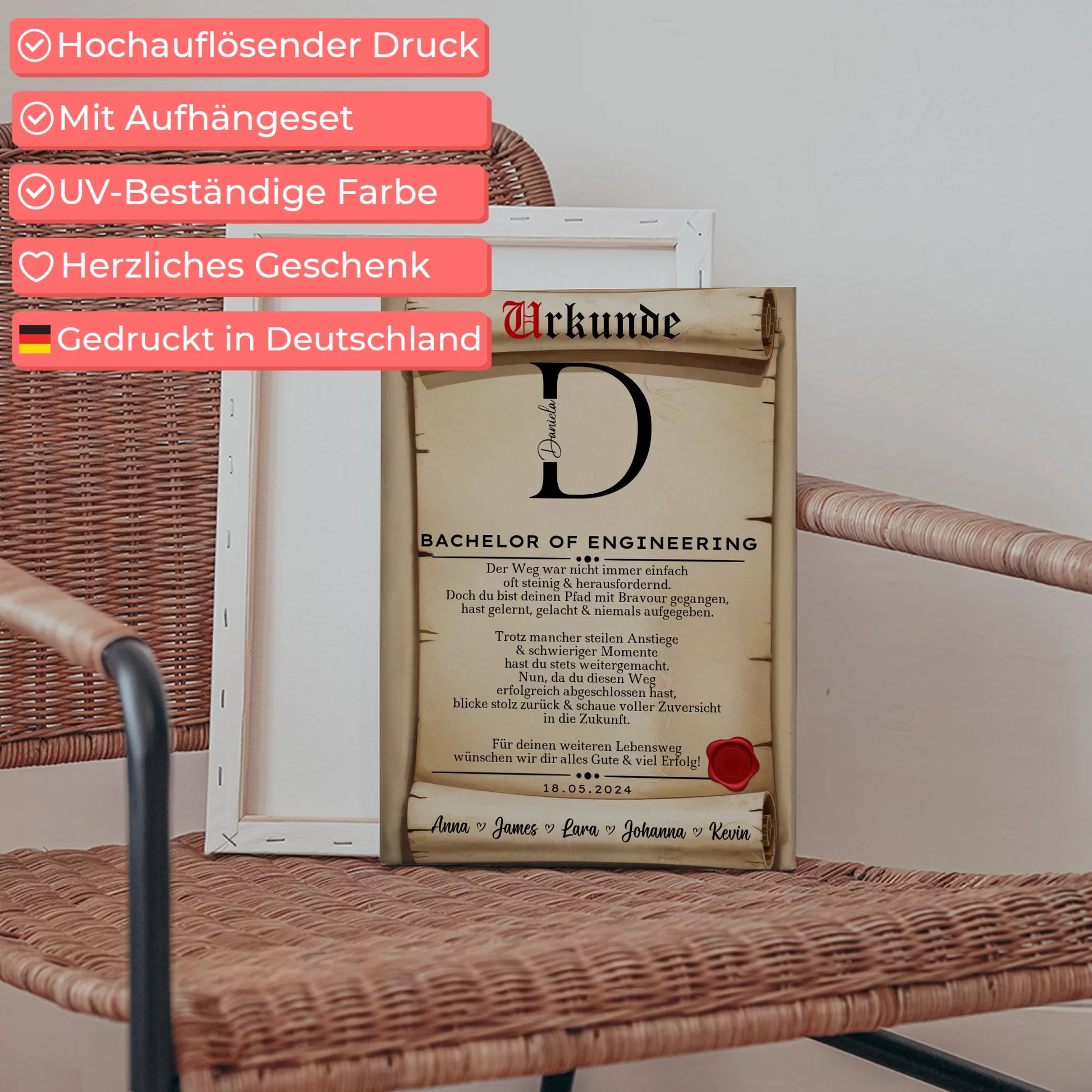 Leinwand Urkunde Geschenk Bachelorabschluss Bachelor Of Engineering 5