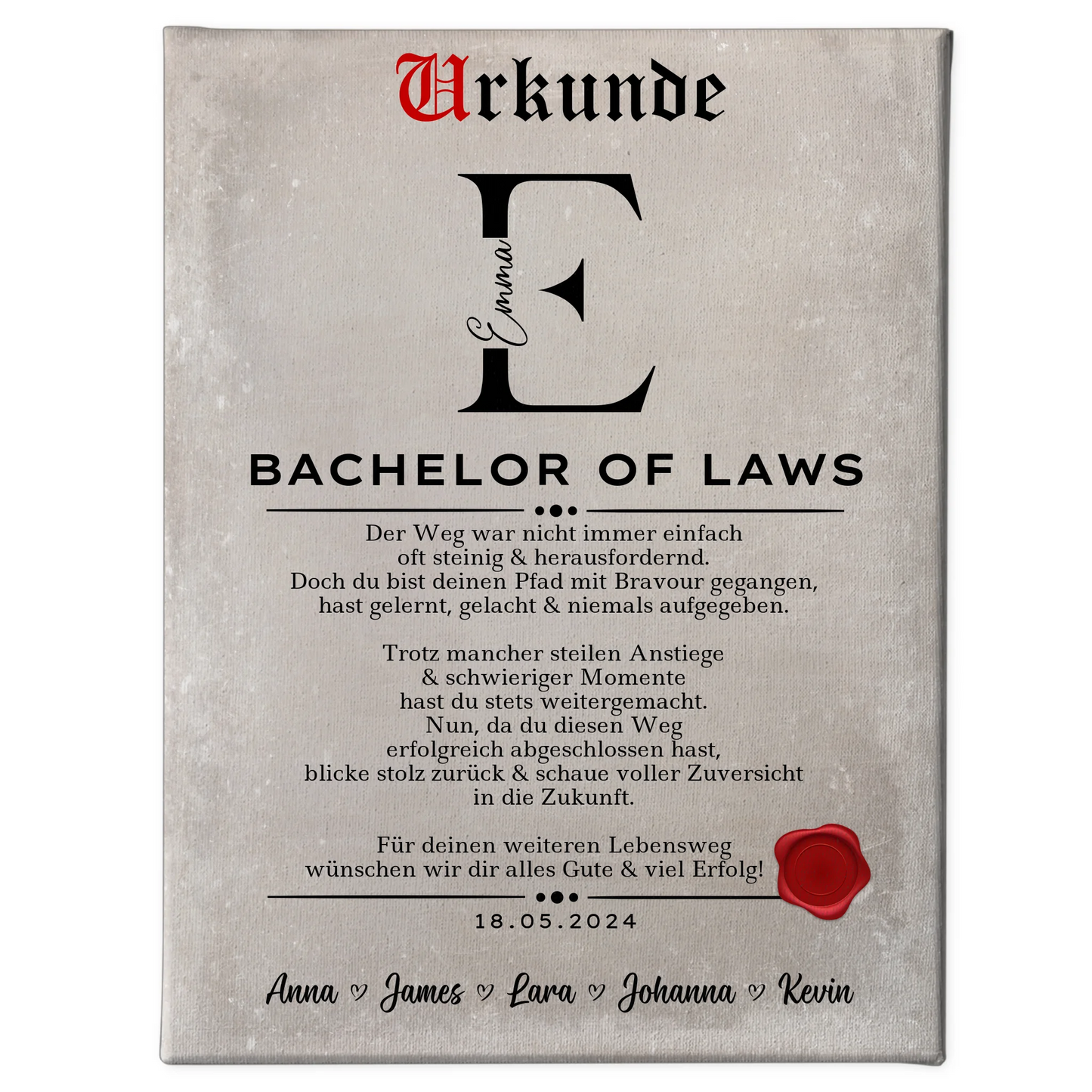 Leinwand Urkunde Geschenk Zum Bachelor Bachelor Of Laws 1