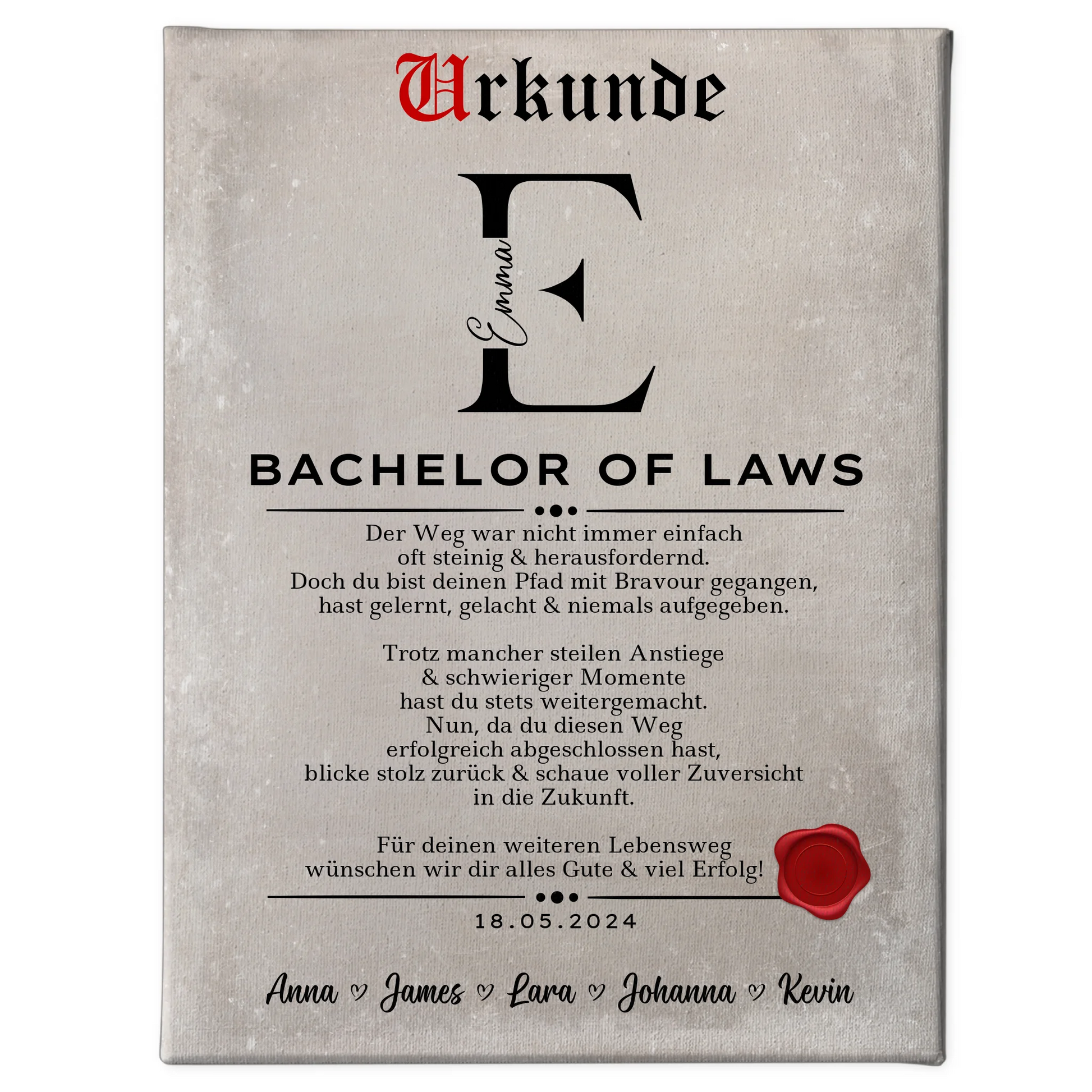 Leinwand Urkunde Geschenk Zum Bachelor Bachelor Of Laws 1