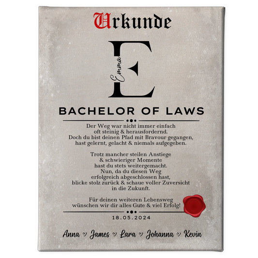 Leinwand Urkunde Geschenk Zum Bachelor Bachelor Of Laws 1