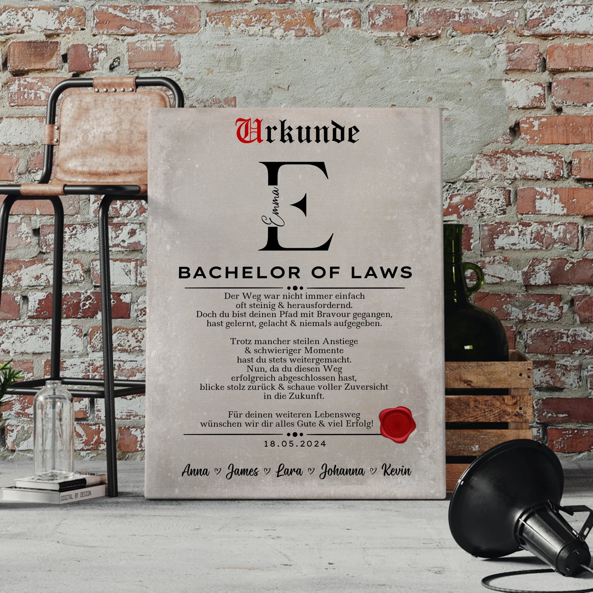 Leinwand Urkunde Geschenk Zum Bachelor Bachelor Of Laws 4