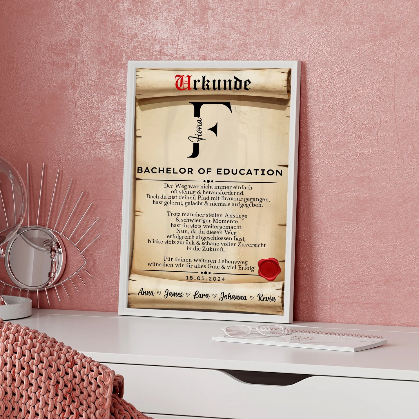 Poster UrkundeGeschenk Zum Bestandenen Bachelor Of Education