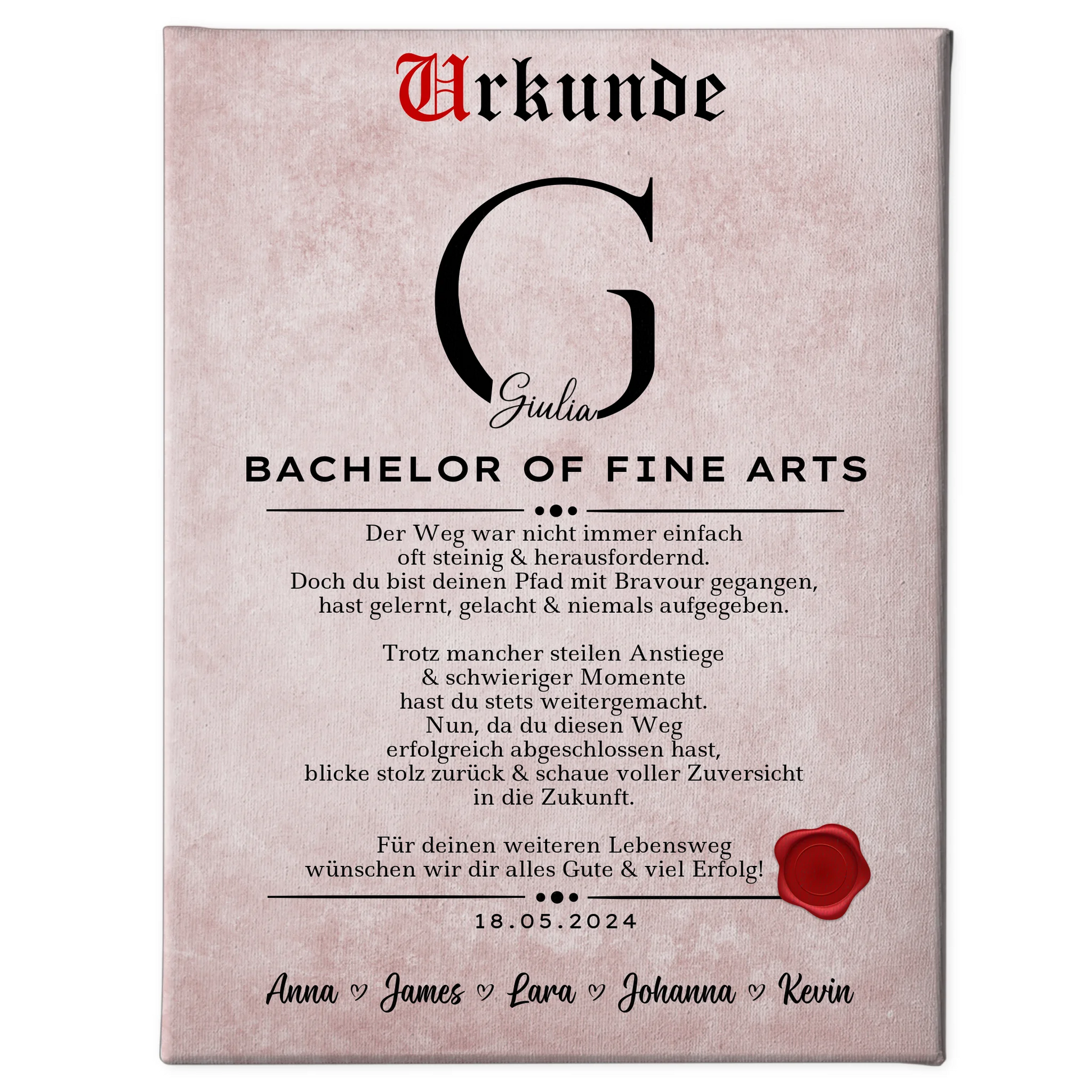Leinwand Urkunde Bachelor Abschluss Geschenk Bachelor Of Fine Arts 1