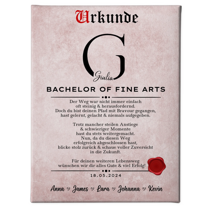 Leinwand Urkunde Bachelor Abschluss Geschenk Bachelor Of Fine Arts 1