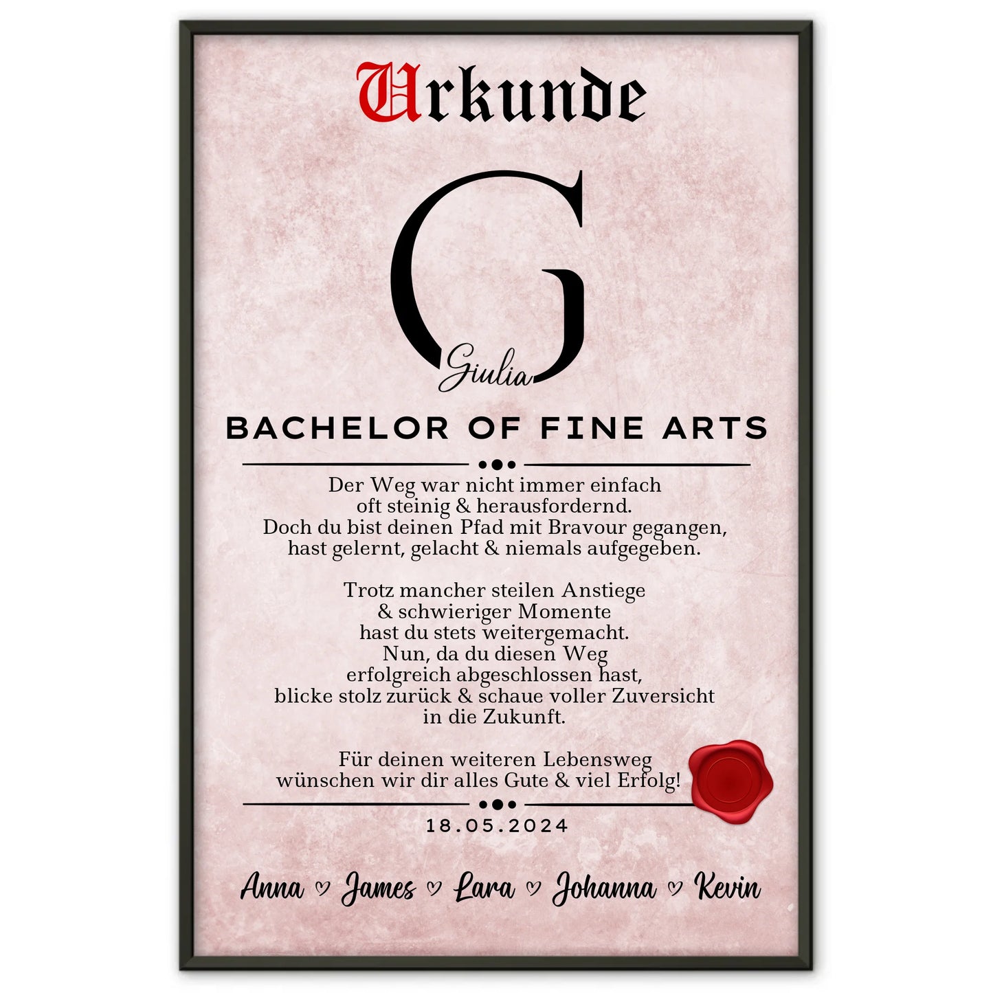 Poster Urkunde Bachelor Abschluss Geschenk Bachelor Of Fine Arts