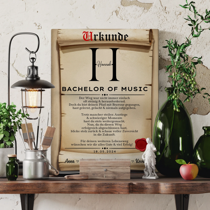 Leinwand Urkunde Geschenk Zum Bachelorabschluss Bachelor Of Music 3