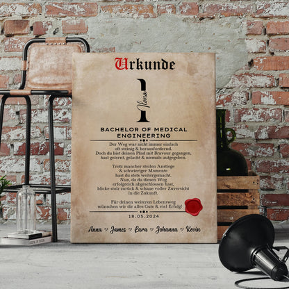 Leinwand Urkunde Geschenk Bachelorabschluss Bachelor Of Medical Engineering 4
