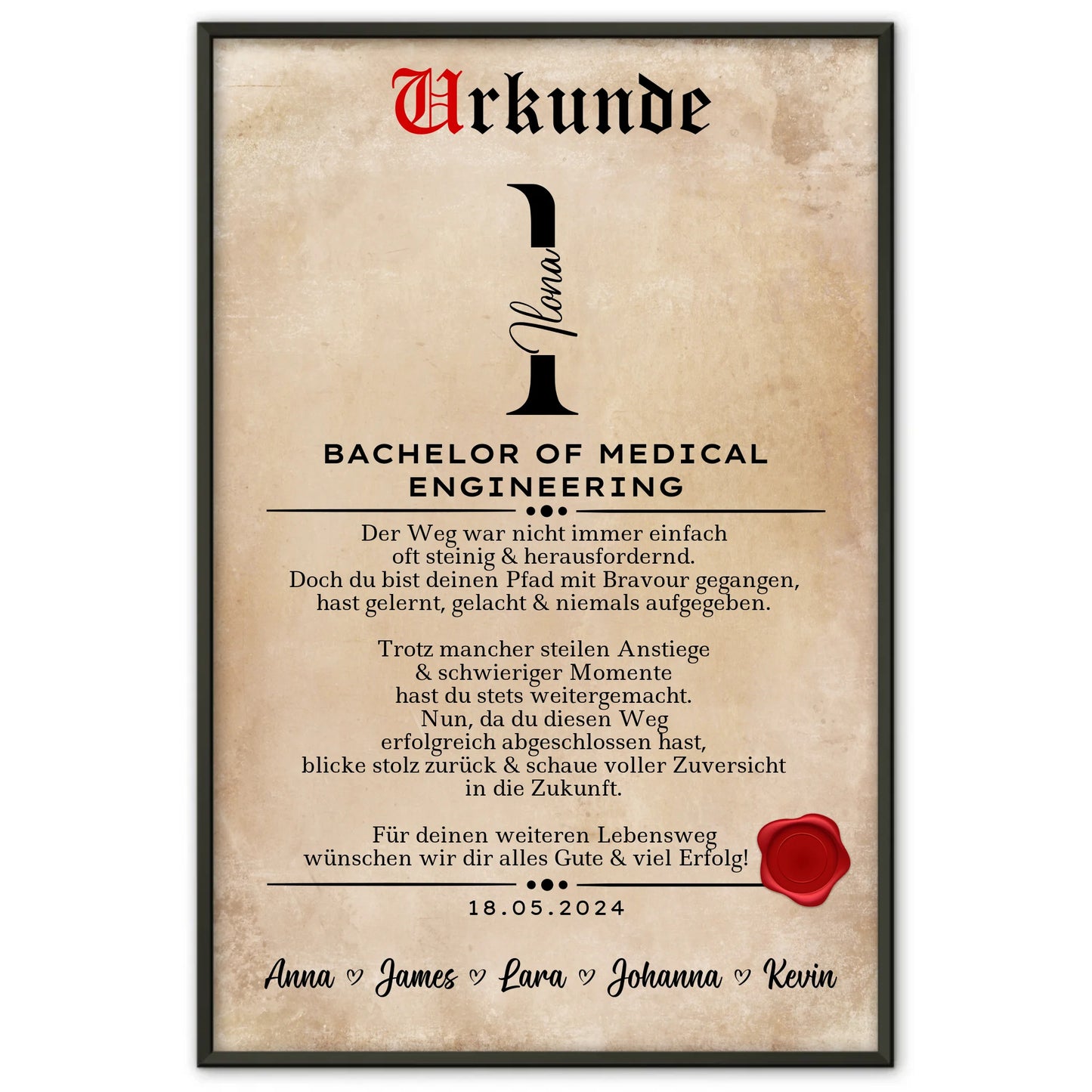 Poster Urkunde Geschenk Bachelorabschluss Bachelor Of Medical Engineering Bachelorand