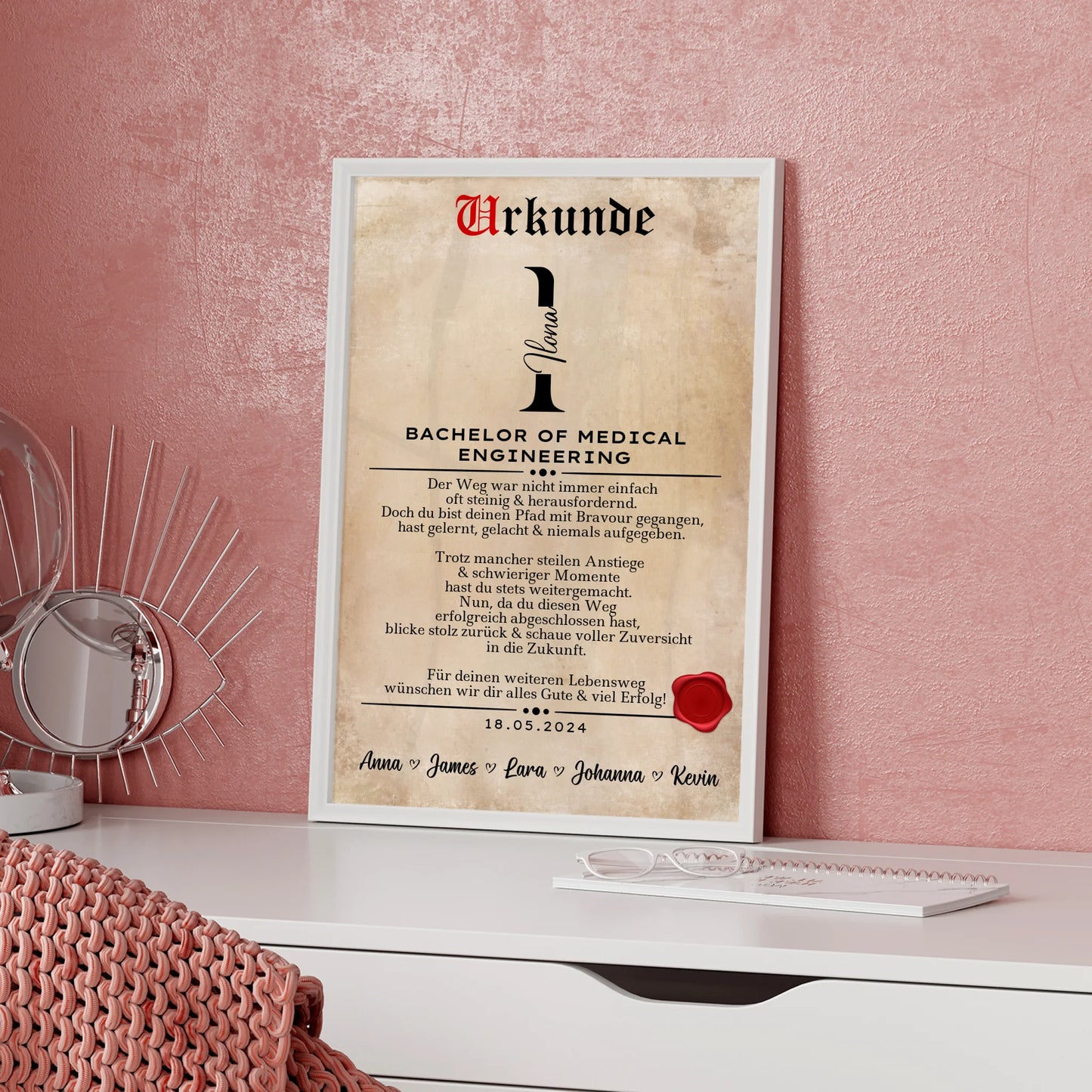 Poster Urkunde Geschenk Bachelorabschluss Bachelor Of Medical Engineering Bachelorand