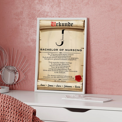 Poster Urkunde Geschenk Zum Bachelor Bachelor Of Nursing