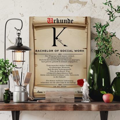 Leinwand Urkunde Geschenk Zum Bestandenen Bachelor Bachelor Of Social Work 3