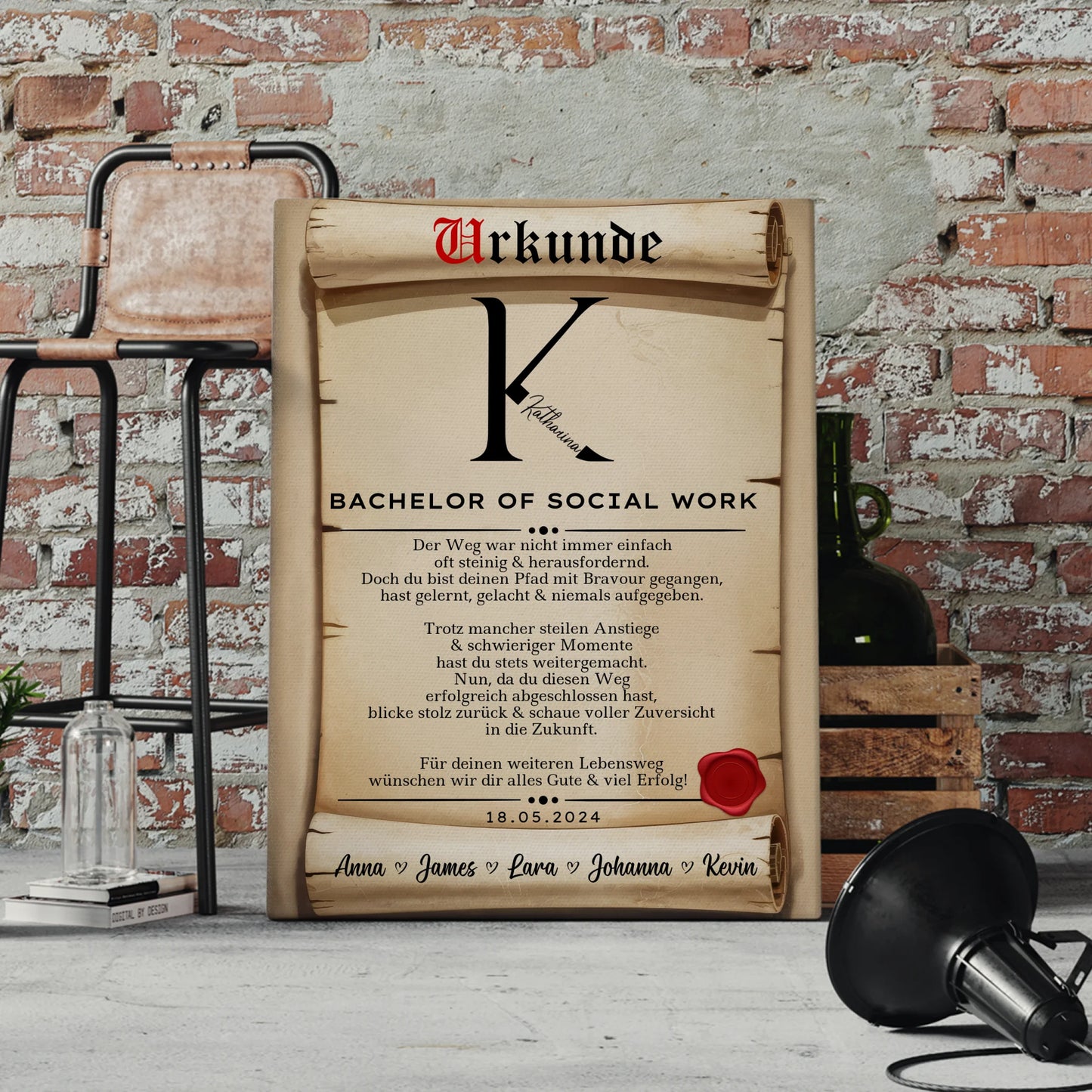 Leinwand Urkunde Geschenk Zum Bestandenen Bachelor Bachelor Of Social Work 4