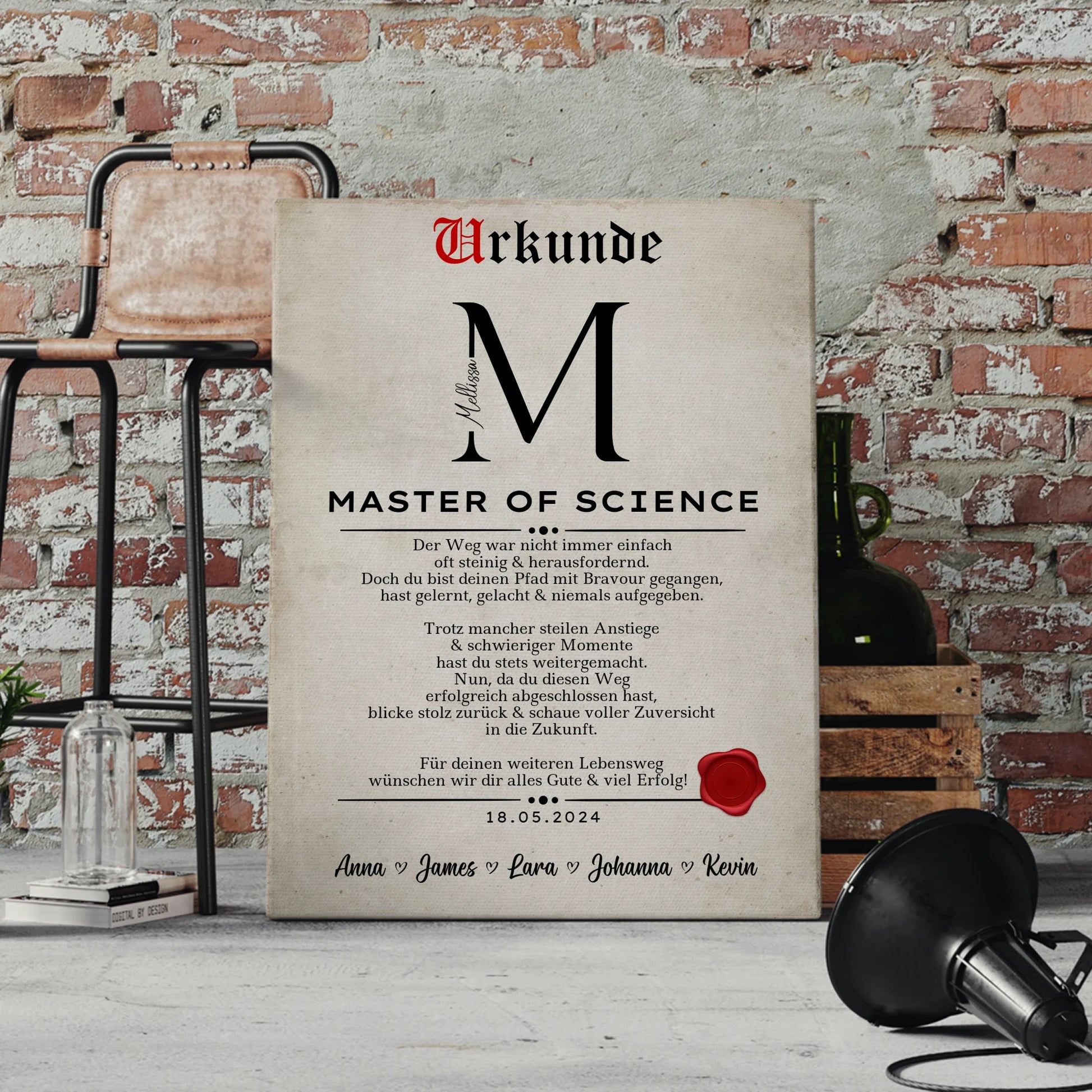 Leinwand Urkunde Geschenk Zum Masterabschluss Master Of Science 4