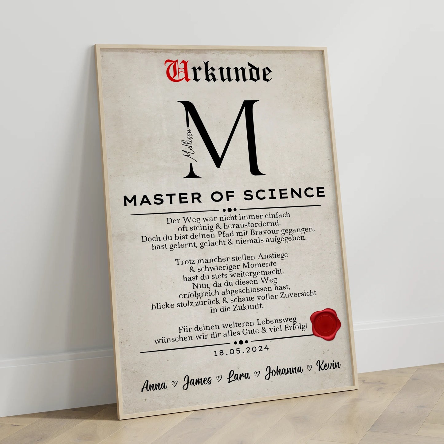 Poster Urkunde Geschenk Zum MasterabschlussMaster Of Science