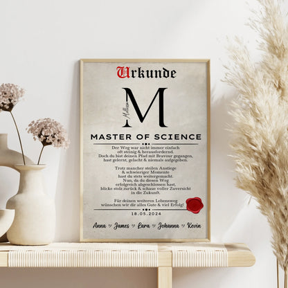 Poster Urkunde Geschenk Zum MasterabschlussMaster Of Science
