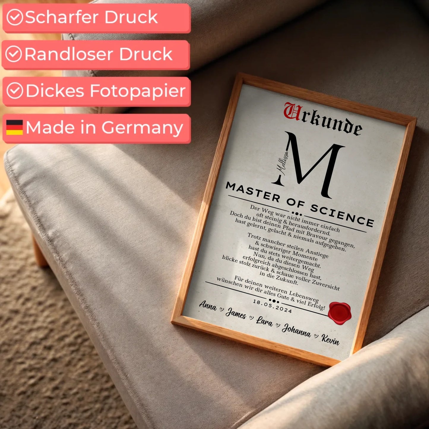 Poster Urkunde Geschenk Zum MasterabschlussMaster Of Science